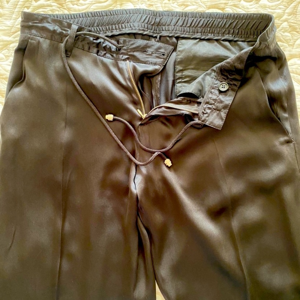 Dirk Bikkembergs Sports Couture. Men’s Black Silk pants. Size 50 European, US 34